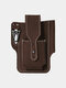 Ekphero Men EDC Genuine Leather Keychain Holder 6.5 Inch Phone Bag Waist Bag Wallet - Coffee