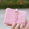 Women Candy Color PU Leather Small Short Bifold Wallet Purse Card Holder - Pink