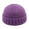 Men Women Vogue Wool Knit Brimless Cap Skull Cap Wild Warm Rolled Cap Without Brim - Purple
