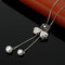 Women Vintage Long Chain Necklace With Bowknot Pendants - Silver Grey