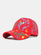 Unisex Cotton Overlay Contrast Colors Letter Graffiti Print Adjustable Trendy Sunshade Baseball Cap - Red