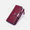 Women Genuine Leather RFID Anti Theft Oil Wax 6.3 Inch Phone Long Wallet Purse - Purple