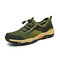 Men Breathable Mesh Elastic Lace Non Slip Outdoor Hiking Shoes - Green