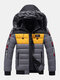 Mens Winter Thicken Tape Padded Fur Hooded Puffer Jacket Warm Down Coat - Gray