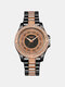 8 Colors Stainless Steel Alloy Men Inlaid Rhinestones Dial Watch Decorative Pointer Quartz Watch - Rose Gold Black