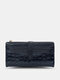 Women Faux Leather Vintage Multi-Slots Solid Color Long Wallet Purse - Black