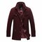 Winter Business Casual Double Collar Thicken Warm Pure Color Wool Overcoat For Men - Wine Red