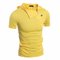 Men's Cool Solid Color Half Zipper Metal Buckles Slim Fit Hooded Cotton T-shirts - Yellow