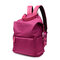 Women Nylon Backpack Multizipper Students Schoolbag - Rose Red