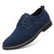 Men British Style Suede Oxfords Lace Up Business Formal Casual Shoes - Blue