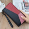 Women Stitching Color Multi-slots Long Wallets Card Holder 5.5 Inches Phone Bag - Black