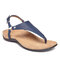 Women Metal Clip Toe Buckle Flip Flops Casual Flat Slingback Sandals - Blue