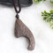 Ethnic Handmade Wooden Geometric Pendant Necklace Retro Long Sweater Chain Necklace - 13