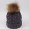 Pure Color Ski Slouch Fur Pompon Ball Beanie Beret Hat Crochet Knitting Thick Caps - Gray