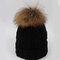 Pure Color Ski Slouch Fur Pompon Ball Beanie Beret Hat Crochet Knitting Thick Caps - Black