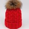 Pure Color Ski Slouch Fur Pompon Ball Beanie Beret Hat Crochet Knitting Thick Caps - Red