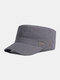 Men Cotton Solid Color Letter Pattern Labeling Sunshade Military Hat Flat Cap - Gray