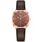 Trendy Elegant Women Wristwatch Rose Gold Alloy Case Leather Band Quartz Watches - Light Brown