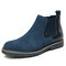 Men Stylish Suede Elastic Slip On Slip Resistant Chelsea Boots - Blue