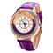 Unique Full Rhinestone Drift Beads Leather Strap Casual Women Quartz Luxury Watches for Women - Purple