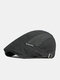 Menico Men Cotton Outdoor Breathable Sunshade Short Brim Casual Vintage Forward Hats Beret Flat Caps - Black