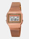 Fashion Men Watch Date Week Display Stopwatch Waterproof LED Light Business Mesh Belt Digital Watch - Rose Gold