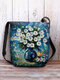 Women Calico Vase Pattern Print Crossbody Bag Shoulder Bag - Blue