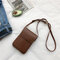 Women Solid Faux Leather 6 Inch Phone Bag Square Shoulder Bag - Brown