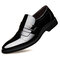 Men Microfiber Leather Slip On Business Formal Dress Shoes - Black