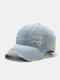 Unisex Denim Distressed Frayed Edge Embroidery Trendy Adjustable Outdoor Sunshade Peaked Caps Baseball Caps - Yellow