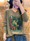 Women Print Long Sleeves V-neck Thin Knitted Sweater - #08