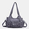 Women Multi-Pocket Crossbody Bag Soft Leather Shoulder Bag - Dark Gray