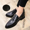 Men Comfy Round Toe Business Casual Formal Dress Shoes - Black(Plush)