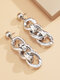 Alloy Vintage Exaggerated Hip-hop Thick Chains Earrings - Silver