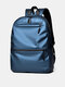 Men Brief Faux Leather Wear-Resistant Breathable Solid Color Backpack - Blue