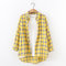 Turn-down Collar Plaid cloth Loose Casual  Long Sleeve Shirt - Yellow