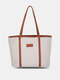 Women Plush Fashion Large Capacity Patchwork Handbag Brief Tote - White
