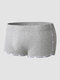 Men Contrast Letter Trim Applique U Convex Pouches Breathable Soft Boxers Briefs - Gray