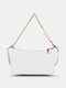 Croc Embossed Pearl Hardware Chain Stitch Craft Soild Comfortable Shoulder Strap Shoulder Bag Handbag - White