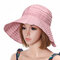 Women Summer Foldable Anti-UV Protective Beach Sun Hat Outdoor Driving Wide Brim Visor Cap - Dark Pink