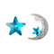 Unique Asymmetric Stud Earrings Luxury Micro Paved Zirconia Crystal Star Moon Piercing Earrings - Blue