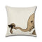 Federa decorativa per la casa quadrata in cotone e lino Animali Balena Elefante Dinosauro Fodera per cuscino - #1