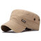 Women Man Washed Old Military Cap Men's Outdoor Cotton Flat Top Hat Faded Hat - Beige