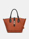 Women Faux Leather Fashion Large Capacity Color Matching Handbag - Brown