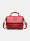 Retro Faux Leather Magnetic Snap Crossbody Bag Waterproof Satchel Shoulder Bag - Red
