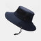 Mens Bucket Hat Outdoor Fishing Hat Climbing Mesh Breathable Sunshade Cap - Navy