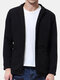 Mens Fall Lapel Collar Casual Simple Solid Color Cardigans - Black