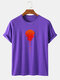 Mens Red Sun Japanese Printed Cotton Short Sleeve T-Shirts - Purple