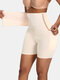 Women High Waist Tummy Shaping Hip Lifting Side-Closure Breathable Shapewear - Apricot