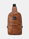 Retro Waterproof Earphone Hole Design Adjustable Backpack Mode Large Capacity Chest Shoulder Bag - Brown